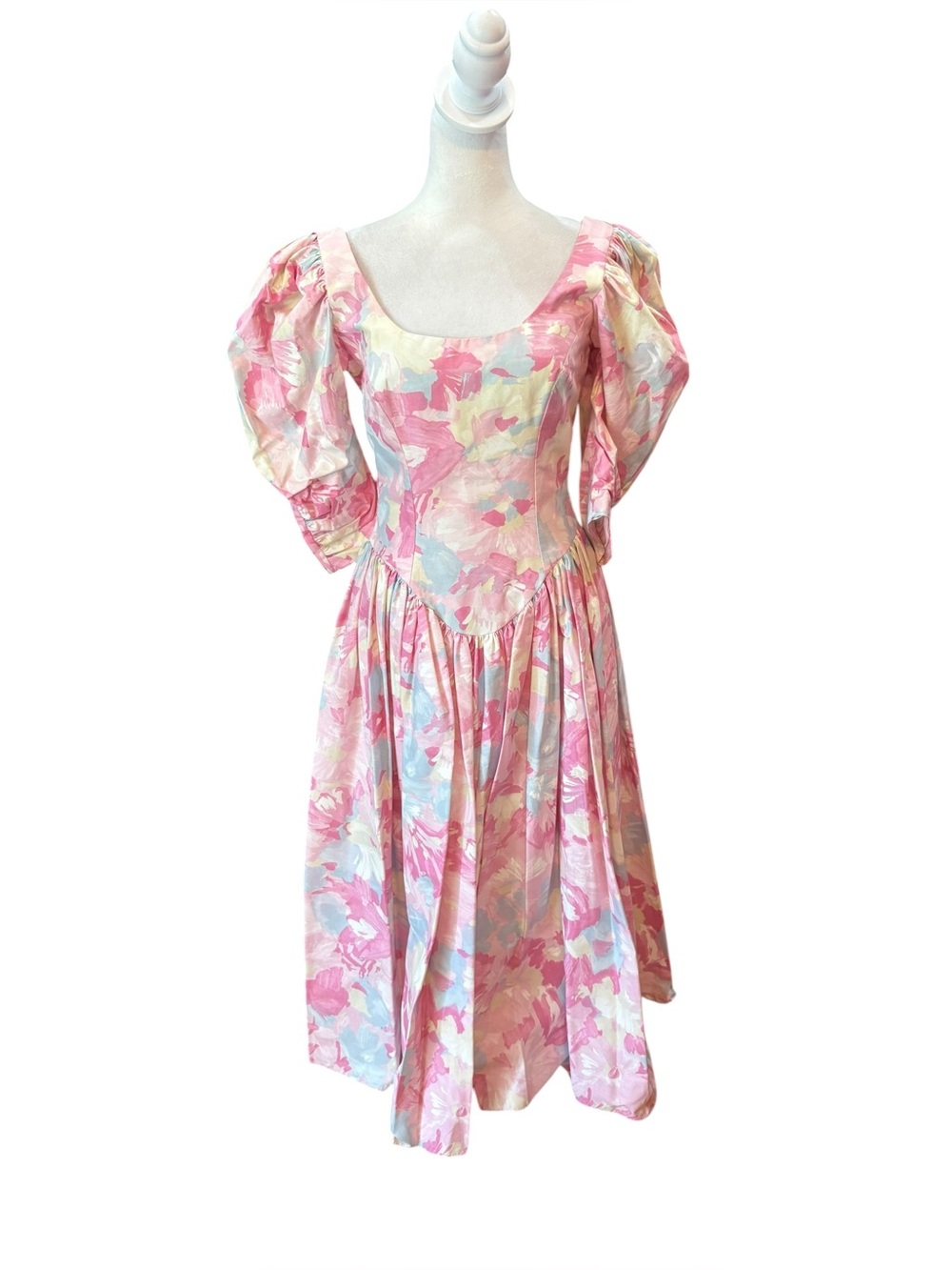 Alfred Angelo Dance Allure Vintage 80s Pastel Pink Floral Dress Womens Small